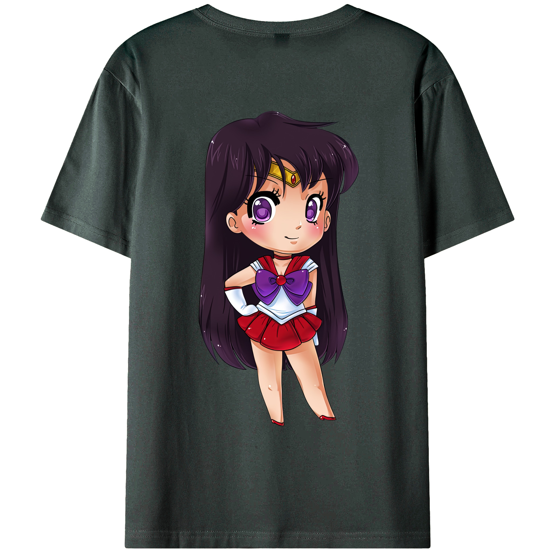 （画像用） 美少女戦士セーラームーン 火野レイ ひの レイ Sailor Moon Hino Rei （セーラーマーズ,Sailor Mars） 綿100％ メンズ半袖Tシャツ（バックプリント） 通気性